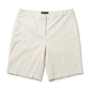 Mario Serrani Italy White Textured Herringbone Bermuda Shorts Size 6 Stretch
